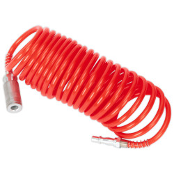 Sealey SA305 PE Coiled Air Hose 5m x &#xD8;5mm with Couplings
