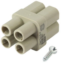 Wkładka złącza dużej mocy 3/0-pinowe HARTING 40A Żeński Połączenie zagniatane Montaż na kablu Proste