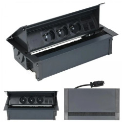 Simon 480 Gniazdo meblowe wpuszczane w blat 3x2P+Z + 2xRJ45 czarne