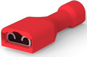 Insulated flat plug sleeve, 4.75 x 0.51 mm, 0.32 to 0.82 mm², AWG 22 to 18, brass, tin-plated, red, 2-520409-2