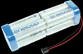 Rechargeable battery pack, NiMh, 2 Ah, 9.6 V, 8 cells, cube