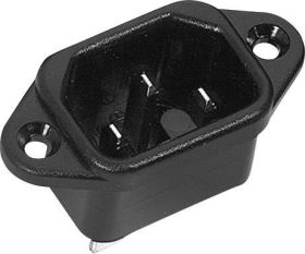 złącze męskie do wbudowania pionowego C14 2 + PE 10 A czarny K & B 42R021112 1 szt.