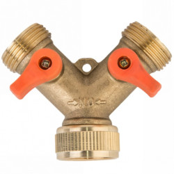 Trójnik z zaworami kulowymi GW 3/4" na 2x GZ 3/4" MOSIĄDZ BRADAS BR-2234
