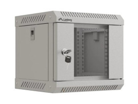 Szafa instalacyjna RACK wisząca 10 4U 300X300 szara drzwi przeszklone LANBERG (FLAT PACK) WF11-3304-10S