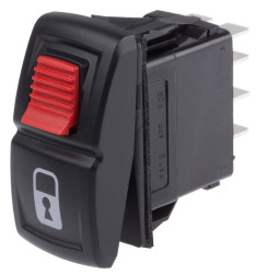 Przełącznik kołyskowy Wł.-(wł.) podświetlany 20 A DPST Czerwony IP66 Zablokowanie/odblokowanie (Symbol) Carling