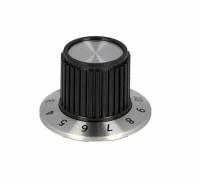 GALKA-110B Gałka srebrna ze skalą na ośkę 6.0 mm 14x18.8mm; kołnierz: 29mm