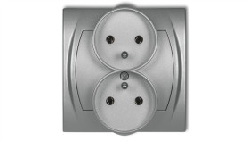 Logo Gniazdo Podwójne Z/U Srebrny Metalik 7Lgpr-2Z