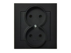 SONATA Gniazdo podwójne bez uziemienia z ramką czarny metalik GP-2R/33 OSPEL