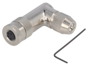 Złącze okrągłe M8 żeńskie kątowe ekranowane na zacisk 4-PIN 30V T4012019041-000
