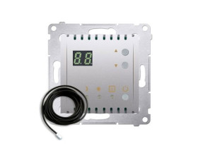SIMON 54 Regulator temperatury z wyświetlaczem zewnętrzny czujnik temperatury sonda 16A 230V srebrny mat DTRNSZ.01/43 KONTAKT SI