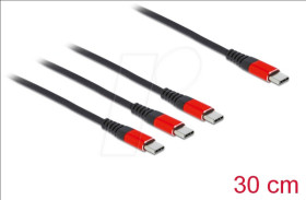 86712 Charging cable, 3in1, C to 3x C, 0.3 m