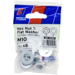 ForgeFix FPKNW10 Nut &amp; Washer M10 ForgePack 8