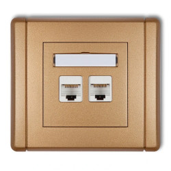FLEXI Gniazdo komputerowe podwójne 2xRJ45, kat. 5e, 8-stykowe złoty metalik 8FGK-2