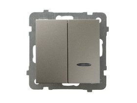 AS Wyłącznik podwójny świecznikowy z podświetleniem niebieskim satyna light ŁP-2GS/m/45 OSPEL