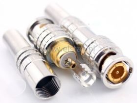 WT BNC - skręcany z odgiętką złocony; fi 6,9mm