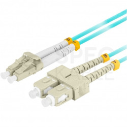 Patchcord światłowodowy MM LC/UPC-SC/UPC duplex 3mm OM3 aqua 1m LANBERG