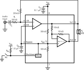 675-mW, mono, analog input Class-AB audio amplifier