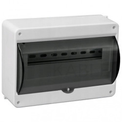 Rozdzielnica natynkowa S-12 (N+PE) 1x12 moduły IP40 142x239x95mm drzwi transparentne dymne PAWBOL