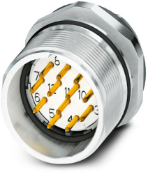 Panel plug, M23, 17 pole, solder connection, standard/SPEEDCON locking system, straight, 1243871