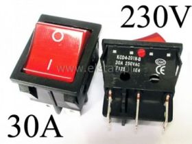 Przeł. kołys. stabilny czerwony ON-ON 230V; 6p 30A