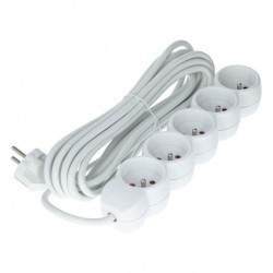 Przedłużacz elektryczny Listwa zasilająca na 5 gniazd [2P+Z] biała 5m