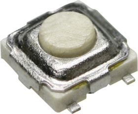 Short-stroke pushbutton, 1 Form A (N/O), 50 mA /12 VDC, unlit , actuator (silver, L 0.4 mm), 2.45 N, SMD, 516-1-40-TR