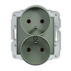 ICON Mechanizm gniazda podwójnego do ramki z uziemieniem 2x(2P+Z) (bez przesłon torów prądowych) szałwiowy 61IGPR-2z