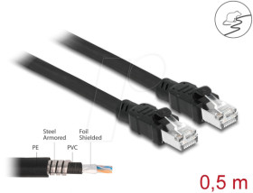 80112 Network cable RJ45 Cat.6A F/UTP with inner metal sheath 0.5 m