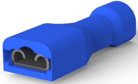 Insulated flat plug sleeve, 4.75 x 0.81 mm, 1.31 to 2.08 mm², AWG 16 to 14, brass, tin-plated, blue, 3-520412-2