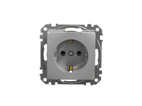 SEDNA DESIGN & ELEMENTS Gniazdo pojedyncze z uziemieniem schuko srebrne aluminium SDD113025 SCHNEIDER ELECTRIC