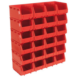 Sealey TPS324R Plastic Storage Bin 148 x 240 x 128mm - Red Pack of 24