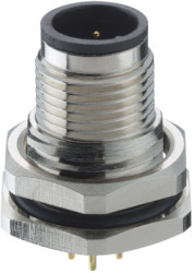 Panel plug, M12, 5 pole, solder pins, screw locking, straight, 1231 05 T9CP