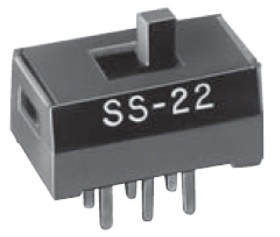 Przełącznik suwakowy, DPDT, montaż PCB, 28V ac/dc, 100 mA, -15 → +60°C, NKK Switches