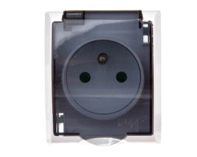 FALA Gniazdo hermetyczne pojedyncze z/u IP44 z przesłonami klapka przezroczysta białe GNH-1HZP/00/d