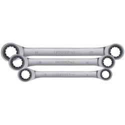 Gedore RED 3300898 Double Combination Ratchet Wrench Set 6 Pieces 8-19 mm