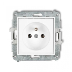 MINI Mechanizm gniazda pojedynczego z uziemieniem 2P+Z (bez przesłon torów prądowych) biały mat 25MGP-1z