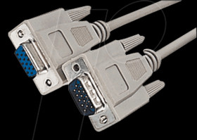 Monitor cable without ferrite, 15-pin HD, ST/BU, 1.8 m