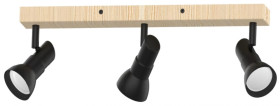 Lampa sufitowa reflektorki na listwie TRIEST kolor czarny mat/drewno metal, 3xGU10 IP20 JP01A-SP-02-BWD.350 Zuma Line