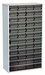 ESD steel magazine, with 48 drawers, black, (W x D) 306 x 150 mm, ESD STAHLMAGAZIN 1248-01