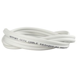 Przewód kabel koncentryczny z zasilaniem do CCTV BIAŁY K60+2x0,5mm2 GETFORT 1m