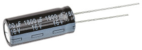 Kondensator 1800μF 16V dc Radialny, Otwór przelotowy Panasonic roztaw: 5mm 10 (Dia.) x 25mm