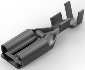 Uninsulated flat plug sleeve, 6.35 x 0.81 mm, 0.82 to 2.08 mm², AWG 18 to 14, brass, tin-plated, 175022-1