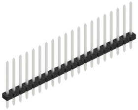 Pin header, 20 pole, pitch 2 mm, straight, black, 10062225