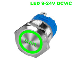 Włącznik hermetyczny "START" monostabilny 22 mm LED 9-24V