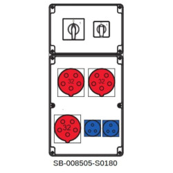 Rozdzielnica 0-1(32A) 0-1(16A) 3x5x32A 2x3x16A INA=32A IP54 SB-008505-S0180-54