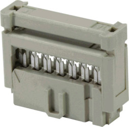 Female connector, 16 pole, pitch 2.54 mm, straight, gray, 09185167804