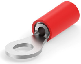 Insulated ring cable lug, 0.3-1.42 mm², AWG 22, 4.17 mm, M4, red, 31890