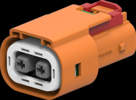 Plug, 2 pole, straight, 1 row, orange, 4-2103177-1