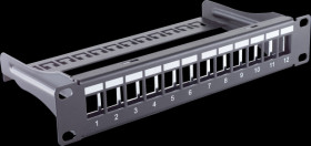 BS08-10080 10" Keystone Panel, 12-way, 1RU, STP, black
