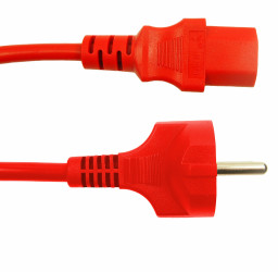 Przewód zasilania złącze A: CEE 7/7 złącze B: IEC C13 500mm 10 A 250 V 1 mm2 Czerwony
